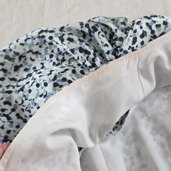 Club Monaco High-Low Easy Midi Wrap Dress in Abstract Polka Dot Print, Size 10 - Picture 16 of 16